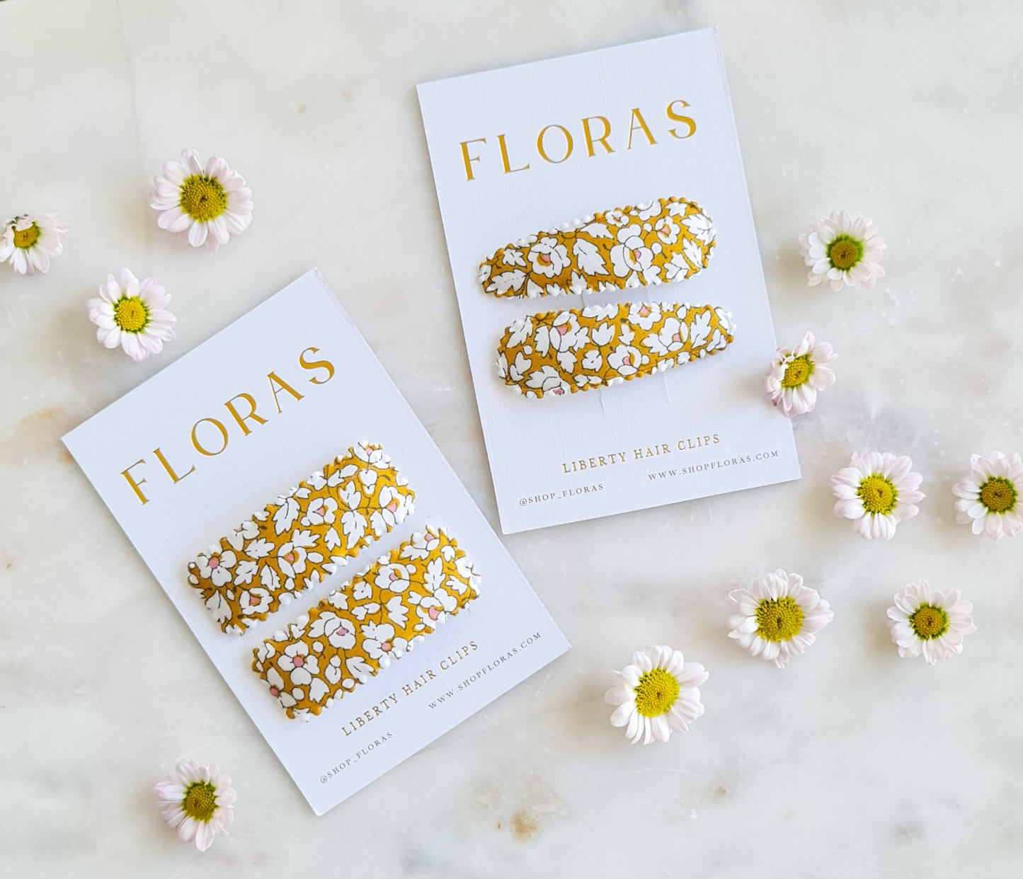 Classic Scallop Clips - Liberty Feather Fields Mustard